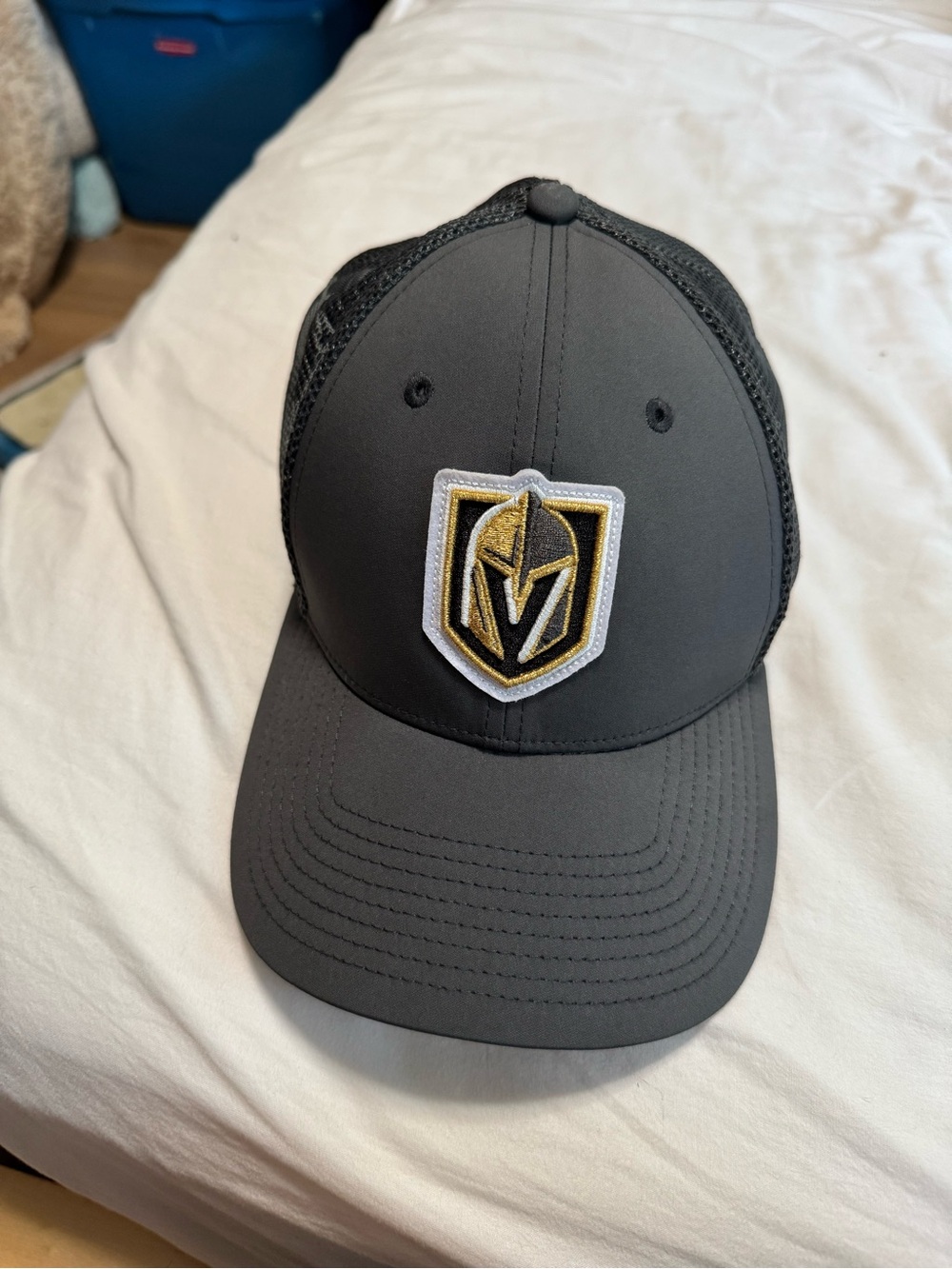 Las Vegas Golden Knights NHL Men's Black and Gold Trucker Cap with Shield Emblem